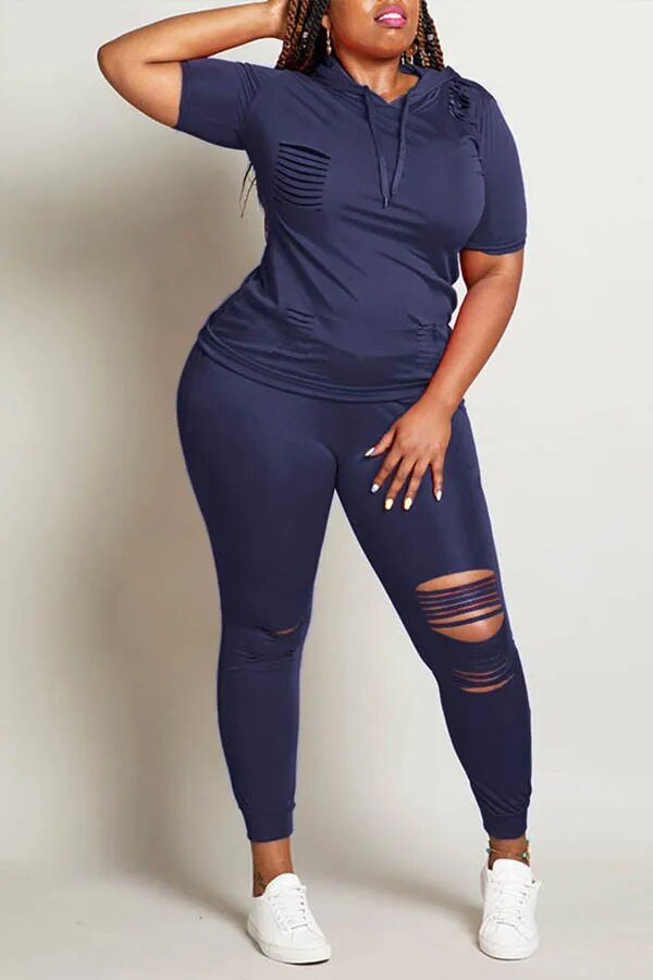 Plus Size Sporty Fitness Short Sleeve Top+ Pants Sets - Forever Growth 