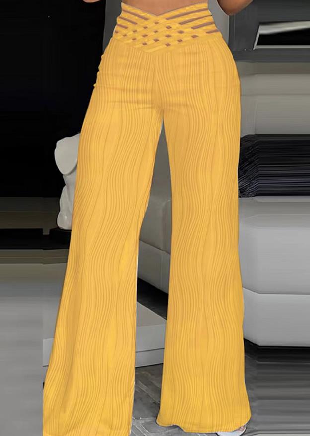 High Waist Flared Criss Cross Sheer Pants - Forever Growth 