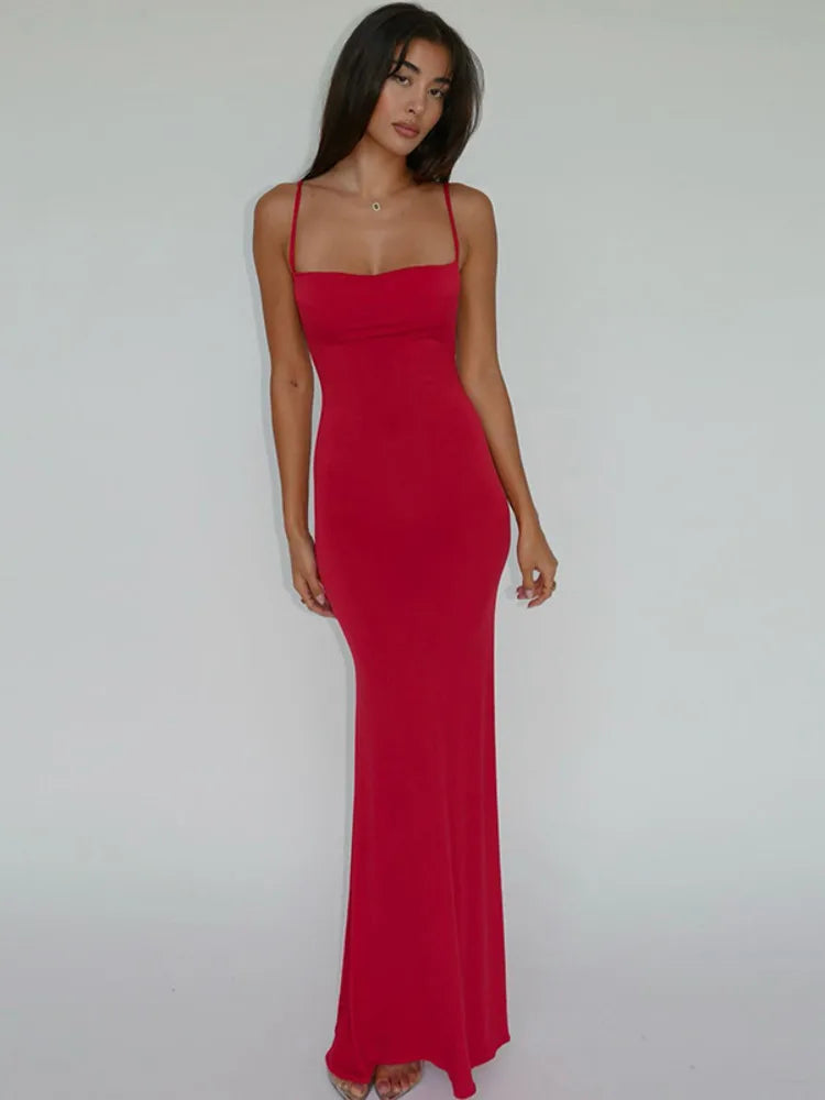 Spaghetti Strap Backless Maxi Sundress - Forever Growth 