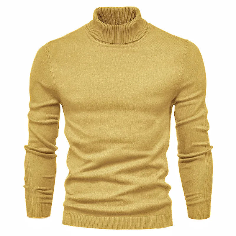New Fashion Winter Casual Men's Solid Color Pullover Sweater High Collar Men's Casual Knitwear Thread Shirt Men Top - Forever Growth 
