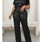 Sequin Short Sleeved Shirt+ Wide Leg Pants Set - Forever Growth 