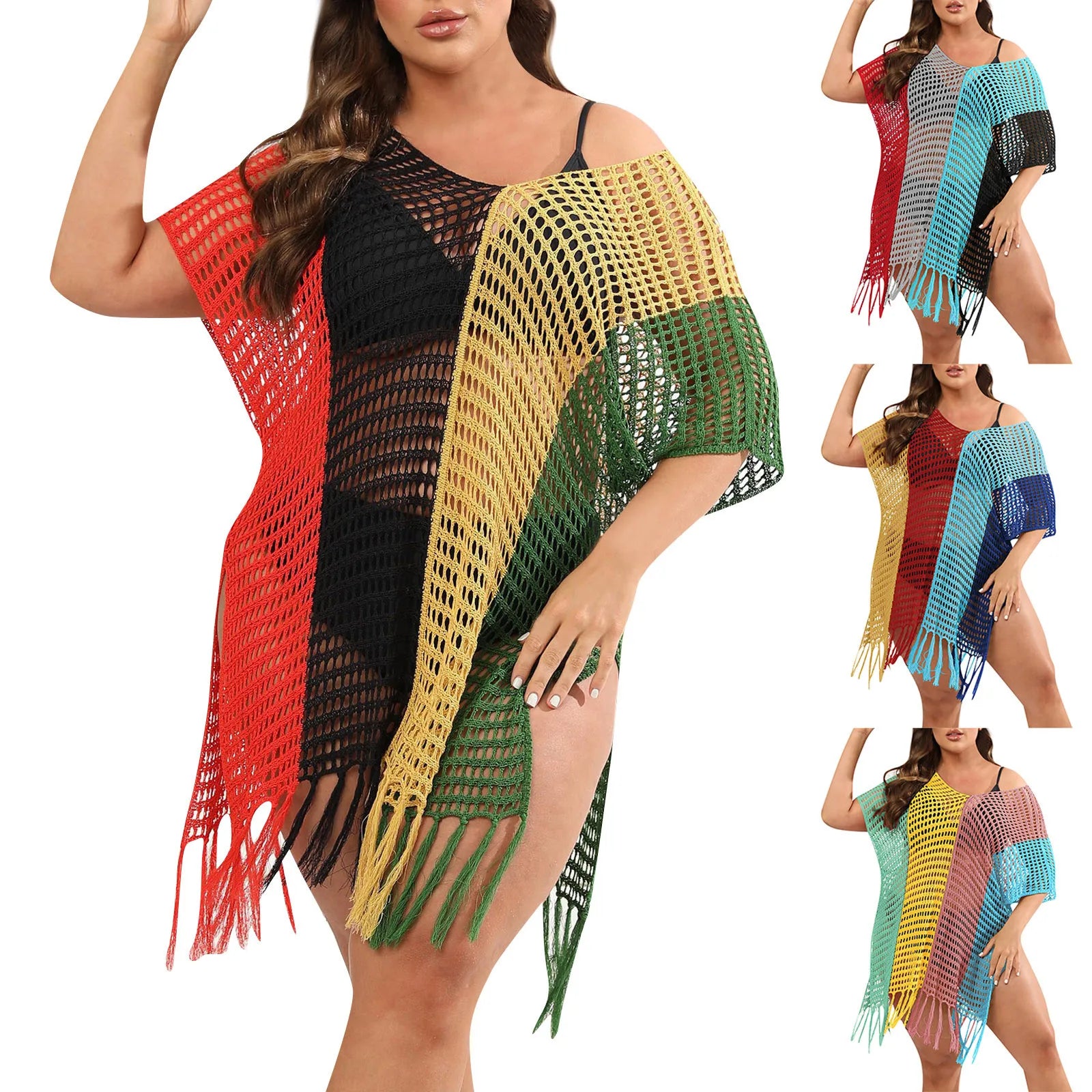 Sexy Hollow Out Knit Tassel Beach Cover Up Dress - Forever Growth 
