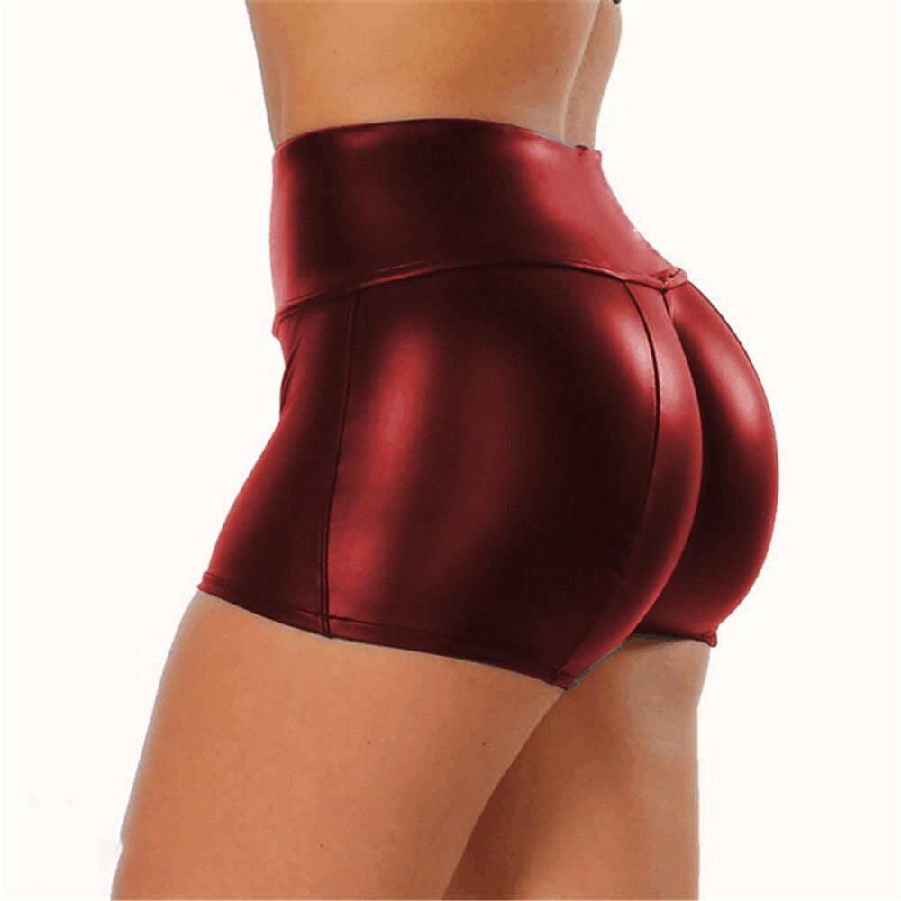 Pu Leather Sexy Elastic Waist High Waist Shorts - Forever Growth 