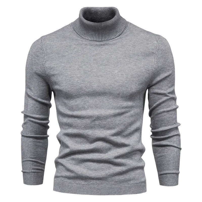 New Fashion Winter Casual Men's Solid Color Pullover Sweater High Collar Men's Casual Knitwear Thread Shirt Men Top - Forever Growth 