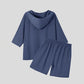 Monochromatic Linen Short-Sleeve Hoodie+ Irregular Shorts - Forever Growth 