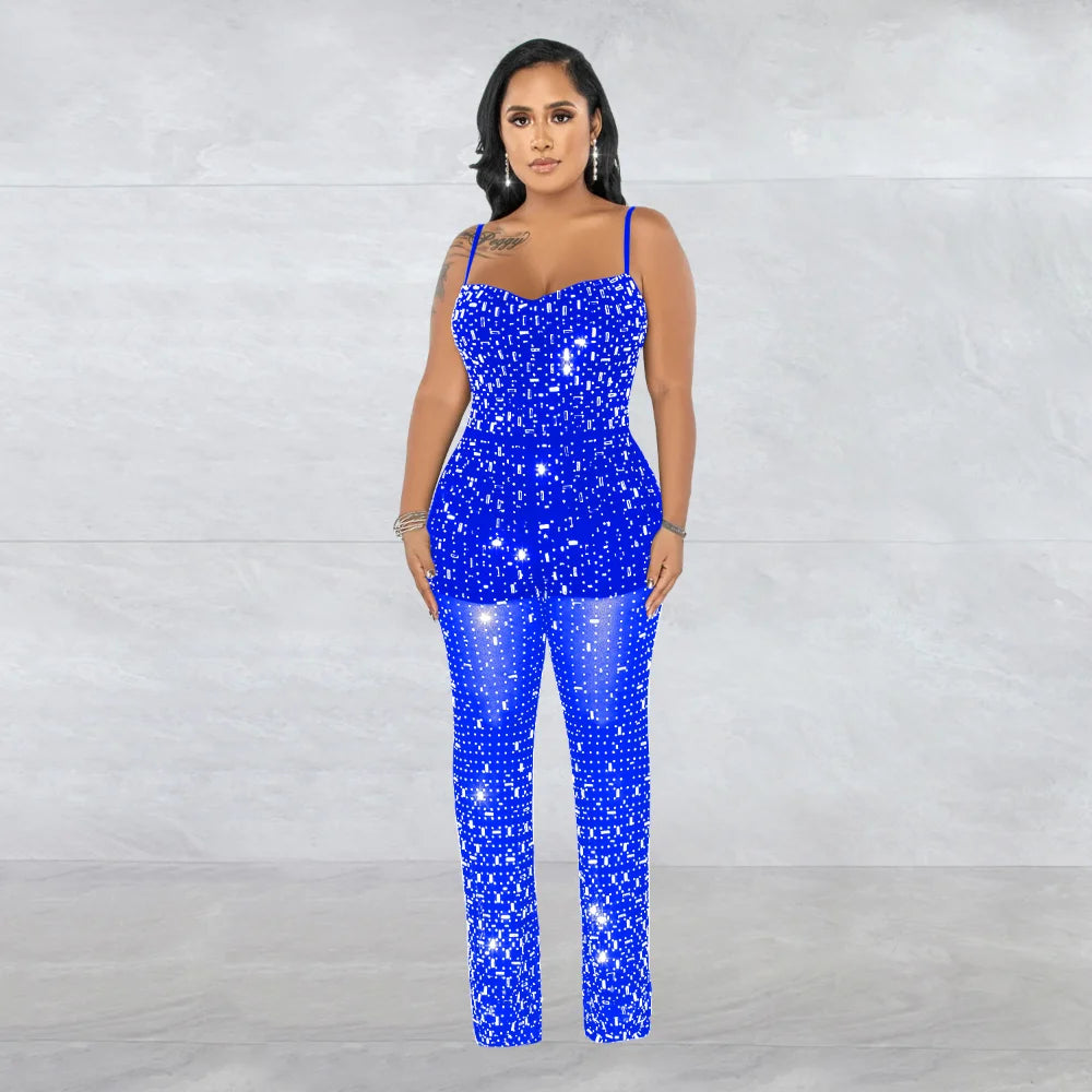 Sleeveless Skinny Rhinestone Jumpsuit - Forever Growth 