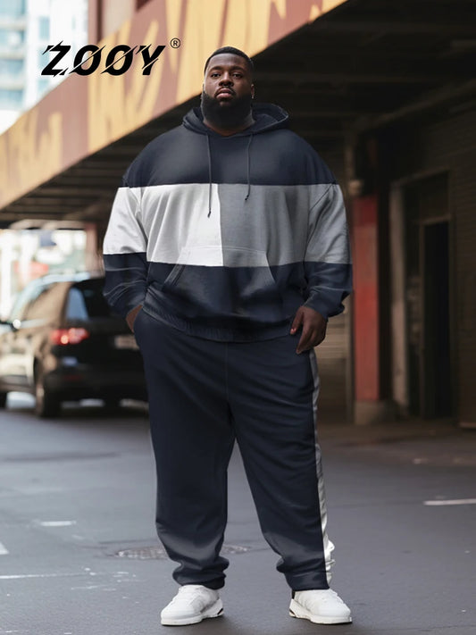 Plus Size Striped Vitality Hoodie Sweatpants Set - Forever Growth 