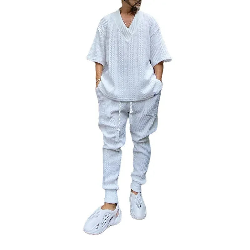 Summer Casual Loose Knit Shirt+ Long Pants Set - Forever Growth 