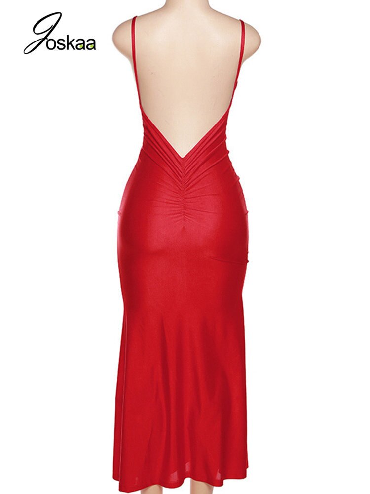 Valentine’s Day Red Spaghetti Strap Maxi Dress - Forever Growth 