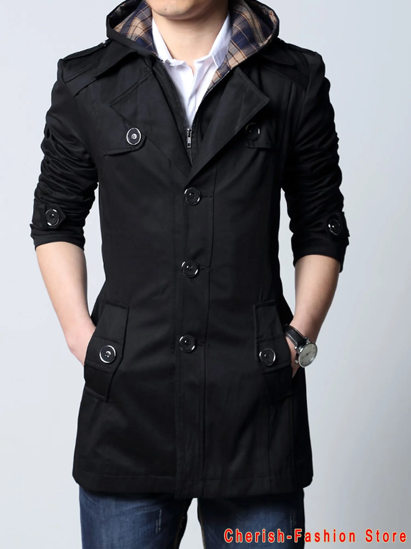 Long Slim Fit Trench Coat - Forever Growth 