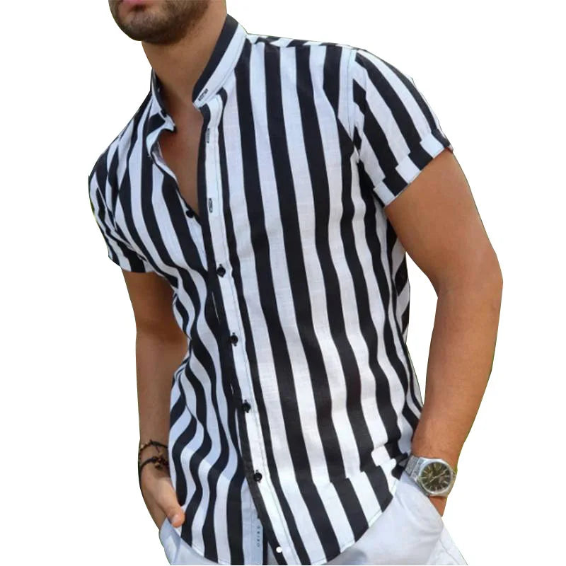 Loose Casual Short Sleeved Striped Shirt - Forever Growth 