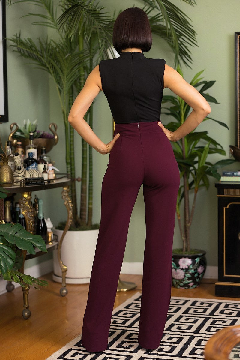 High Waist Pants W/ Buckle Detail On The Waist - Forever Growth 