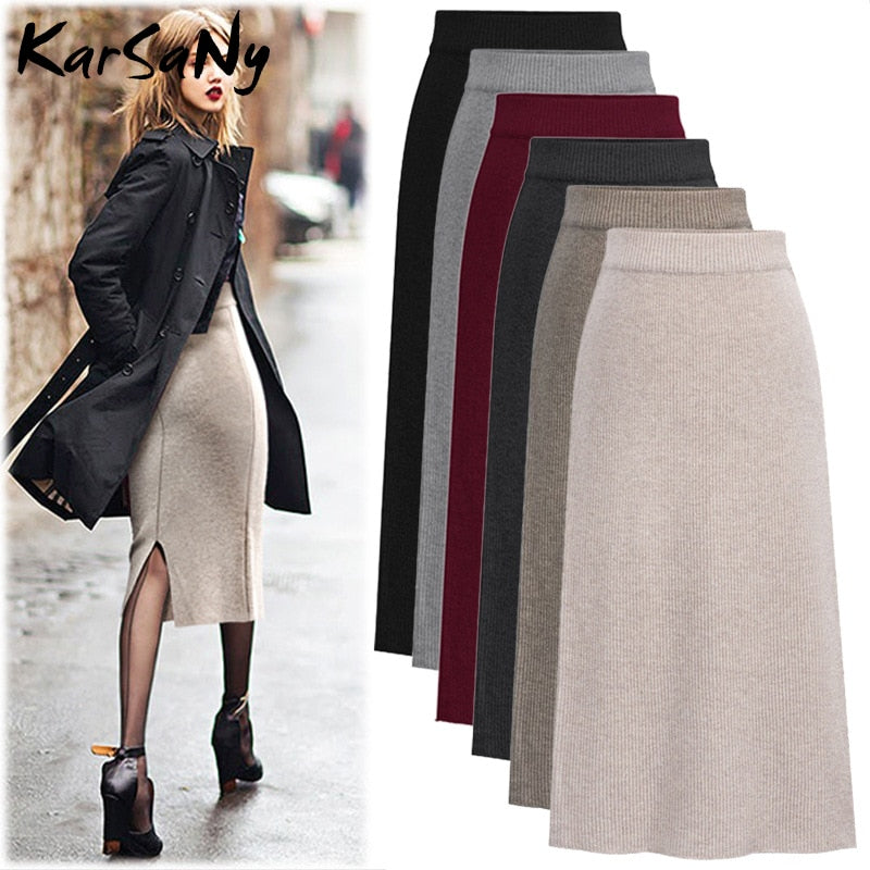 Knit Pencil High Waist Skirt - Forever Growth 