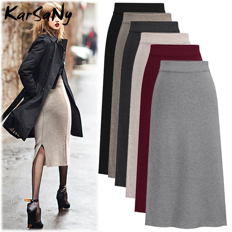 Knit Pencil High Waist Skirt - Forever Growth 