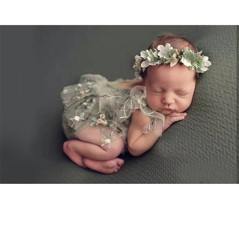 Newborn Photography Props Hat Baby Lace Romper Bodysuits - Forever Growth 