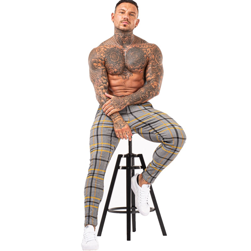 Skinny Super Stretch Slim Fit Plaid Pants - Forever Growth 