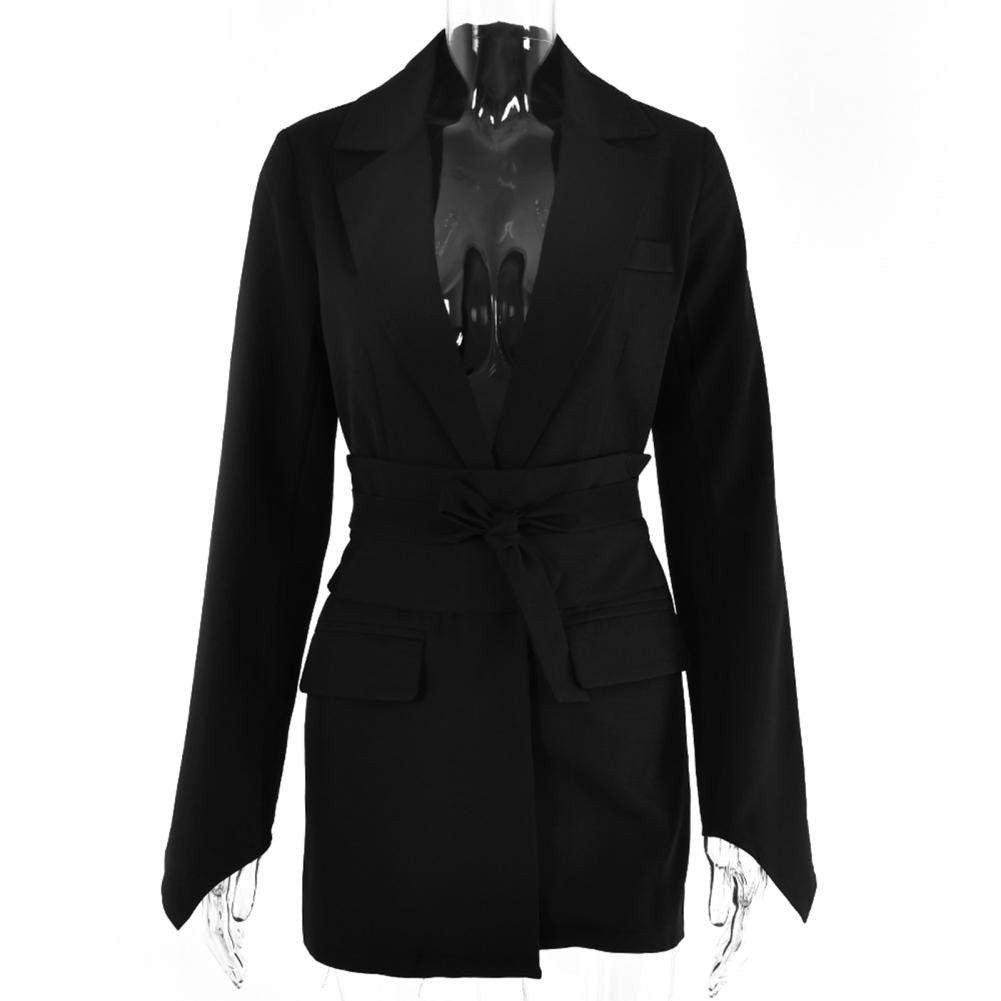 Trendy Solid Color Blazer w/ Belt - Forever Growth 