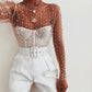 Mesh Patchwork Diamonds Pearl Crop Tops - Forever Growth 