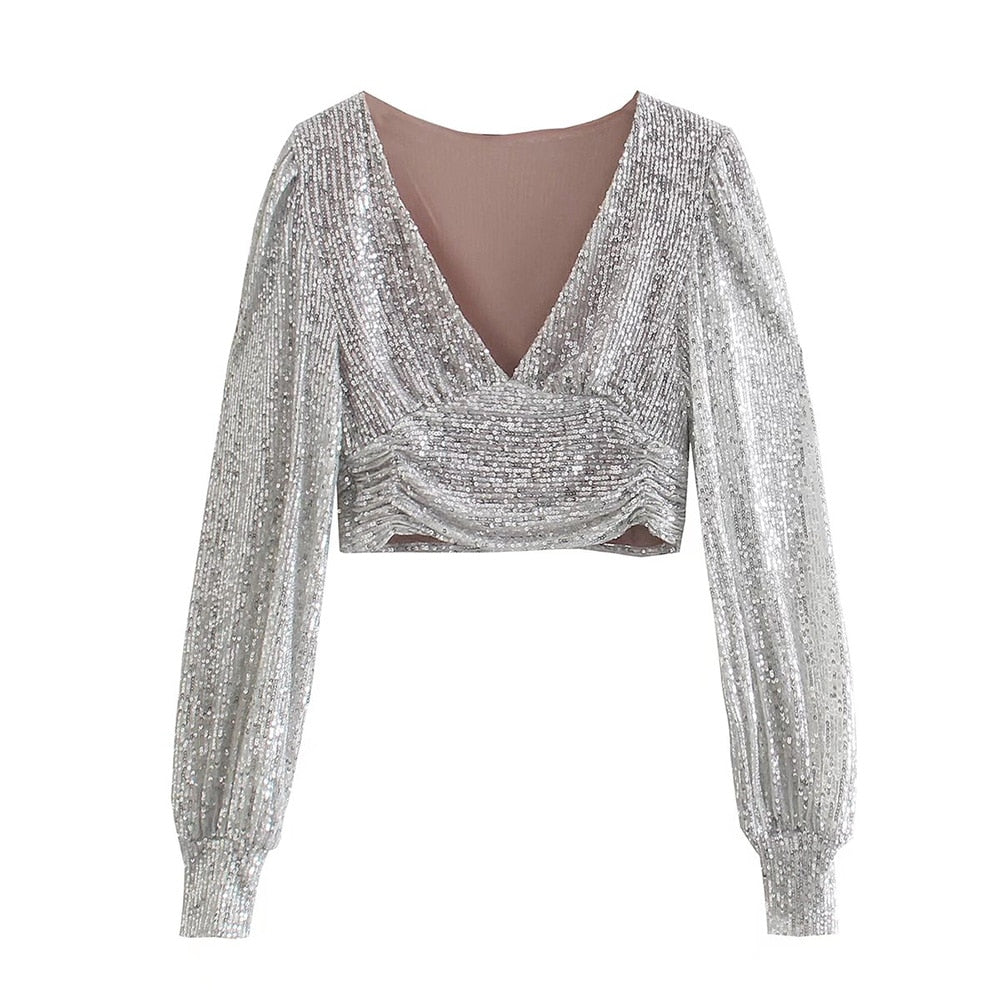 Beyonce Ready Sequined Silver Top - Forever Growth 