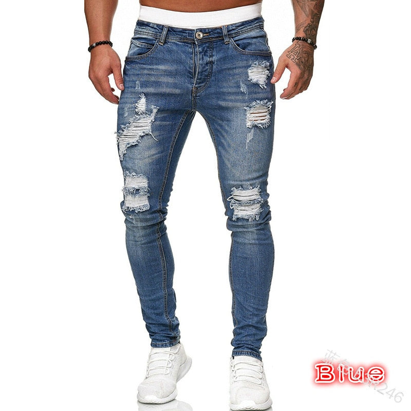 High Quality Slim Fit Denim Ripped Skinny Jeans - Forever Growth 