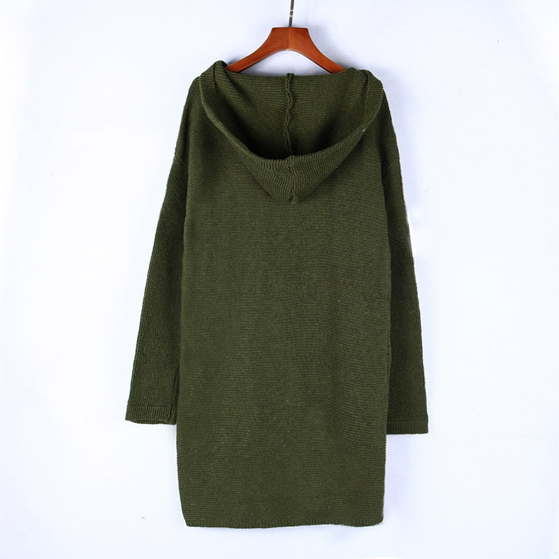 Hooded Casual Long Sleeve Sweater Coat - Forever Growth 