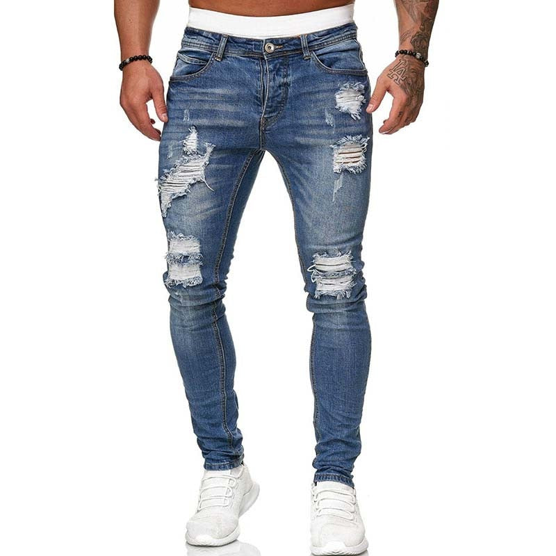High Quality Slim Fit Denim Ripped Skinny Jeans - Forever Growth 