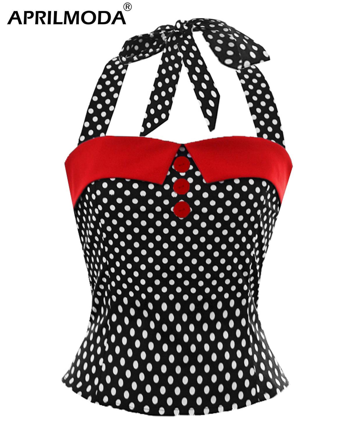 Vintage Halter Retro Polka Dot Top - Forever Growth 