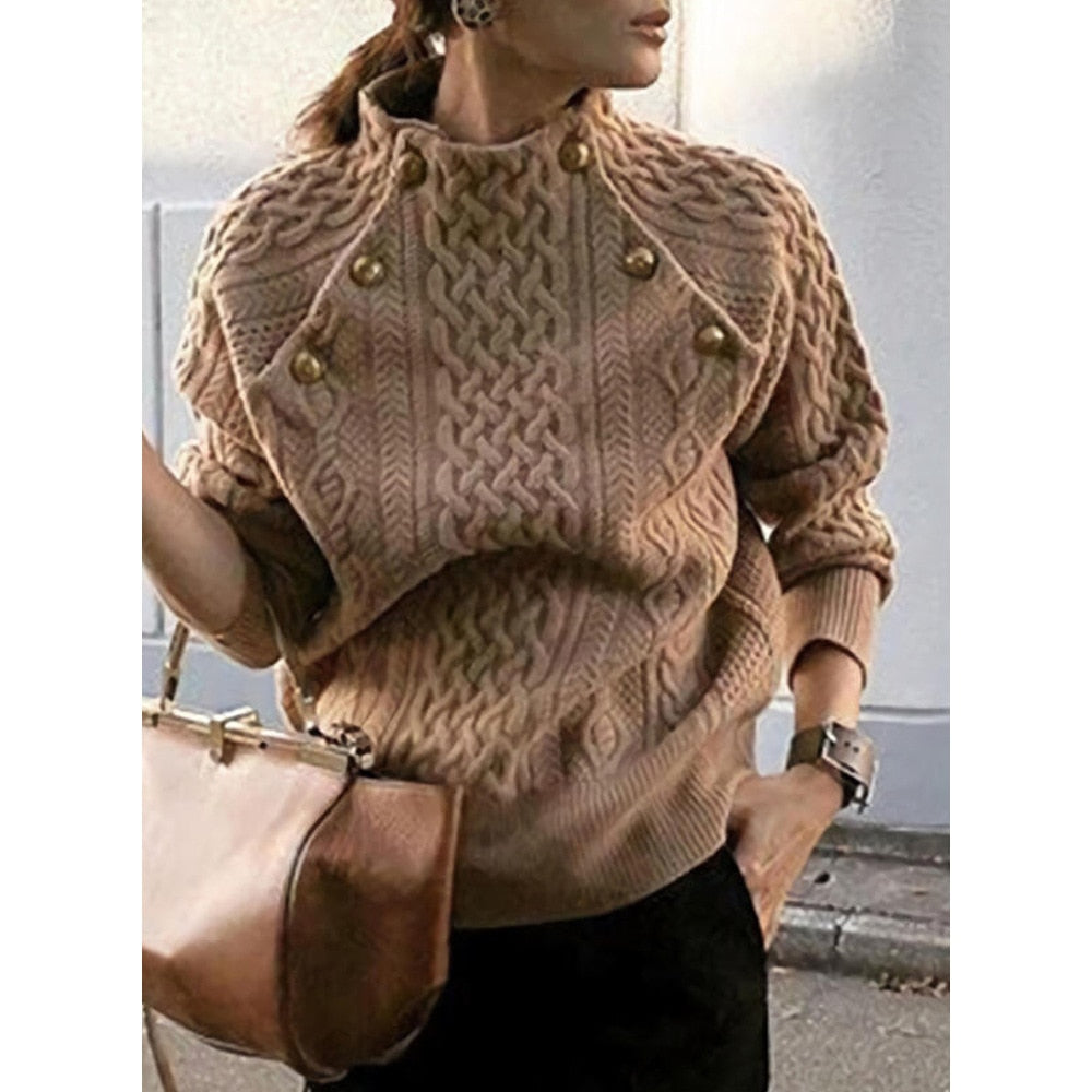 Long-Sleeved Round Neck Pullover Sweater - Forever Growth 