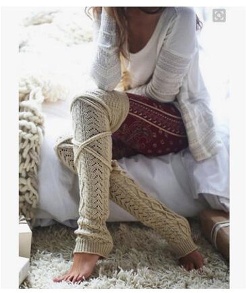 Winter Long Leg Warmers Knitting Knee High Socks - Forever Growth 