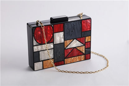 Patchwork Acrylic Geometric Chain Shoulder Bag - Forever Growth 