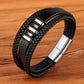 Stainless Steel Charm Magnetic Leather Genuine Bangles - Forever Growth 