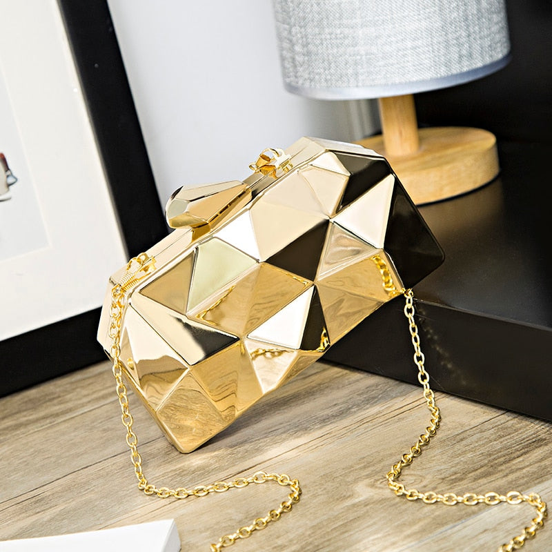 Elegant Gold Acrylic Box Geometric Clutch Bag - Forever Growth 
