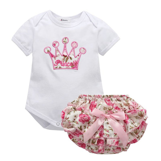1st Baby Cotton Flower Romper Shorts Sets - Forever Growth 