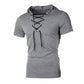 Hooded  Lacing Short Sleeve Shirt - Forever Growth 