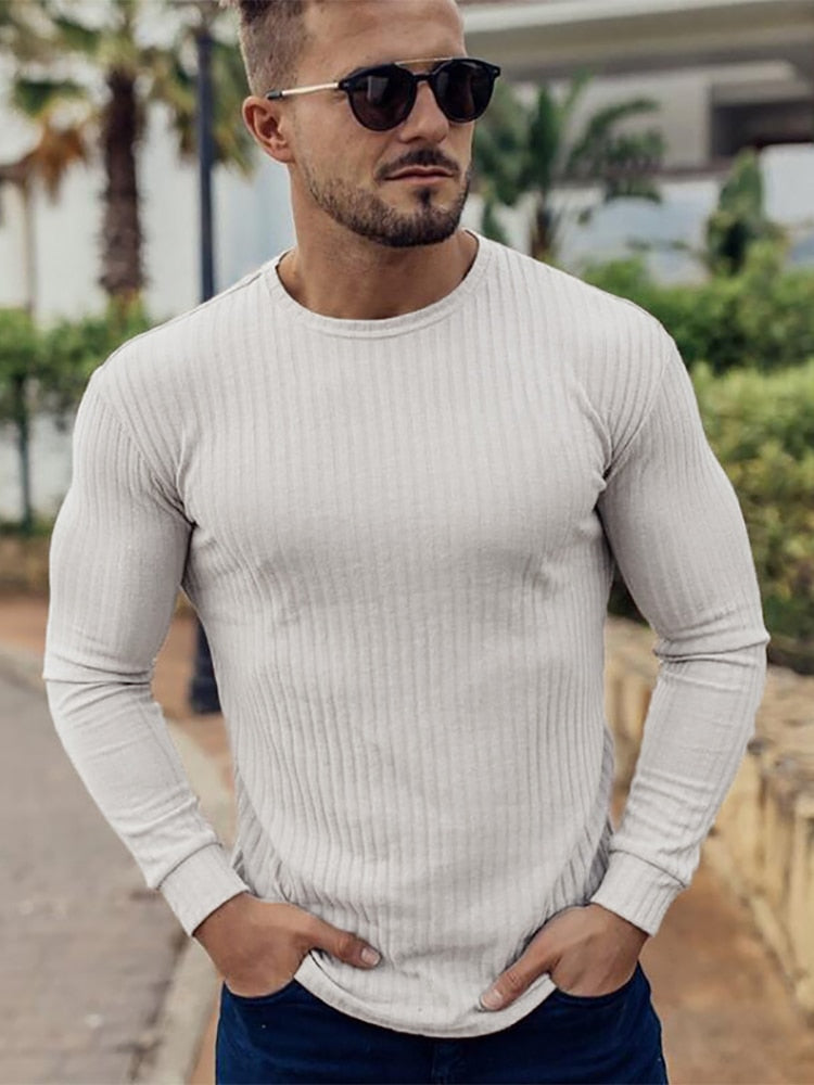 O-Neck Slim Fit Long Sleeve T-Shirt - Forever Growth 