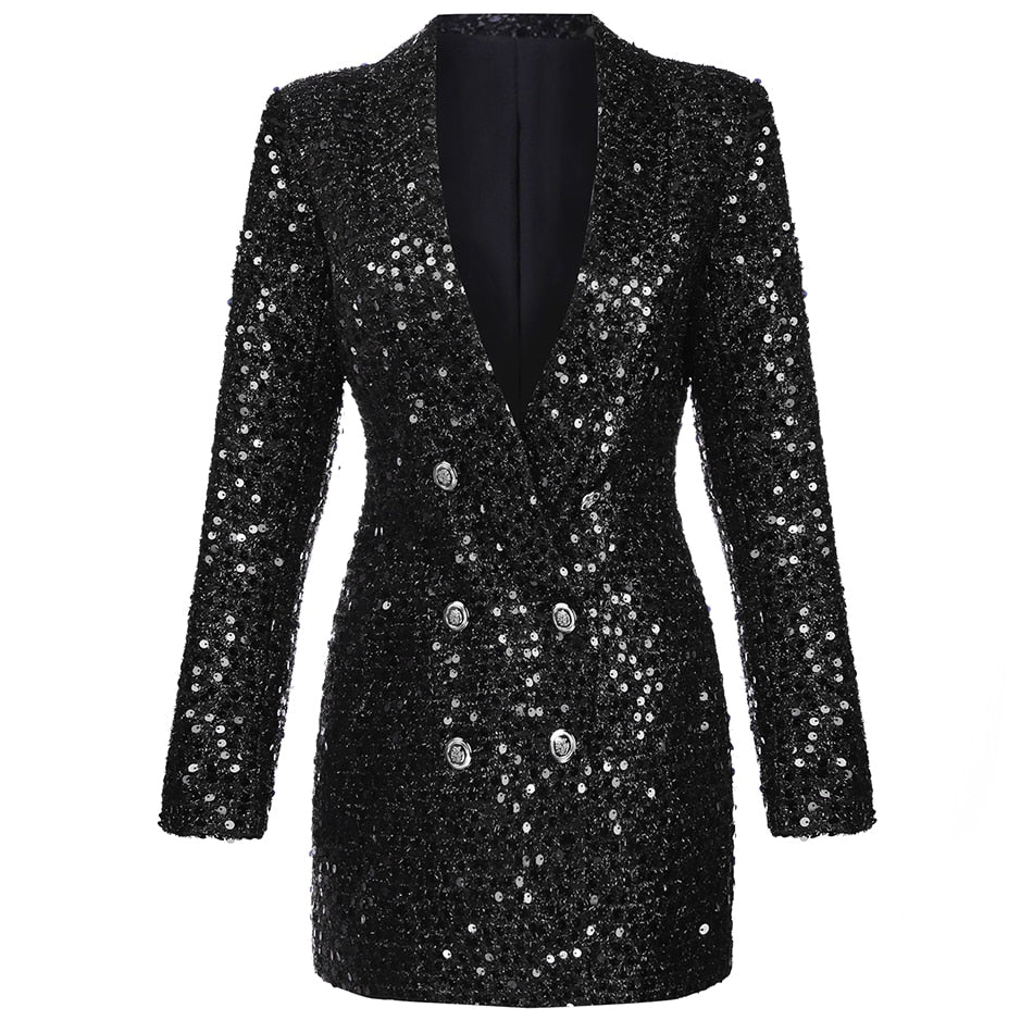 High Quality Double Lion Buttons Glitter Sequined Blazers - Forever Growth 
