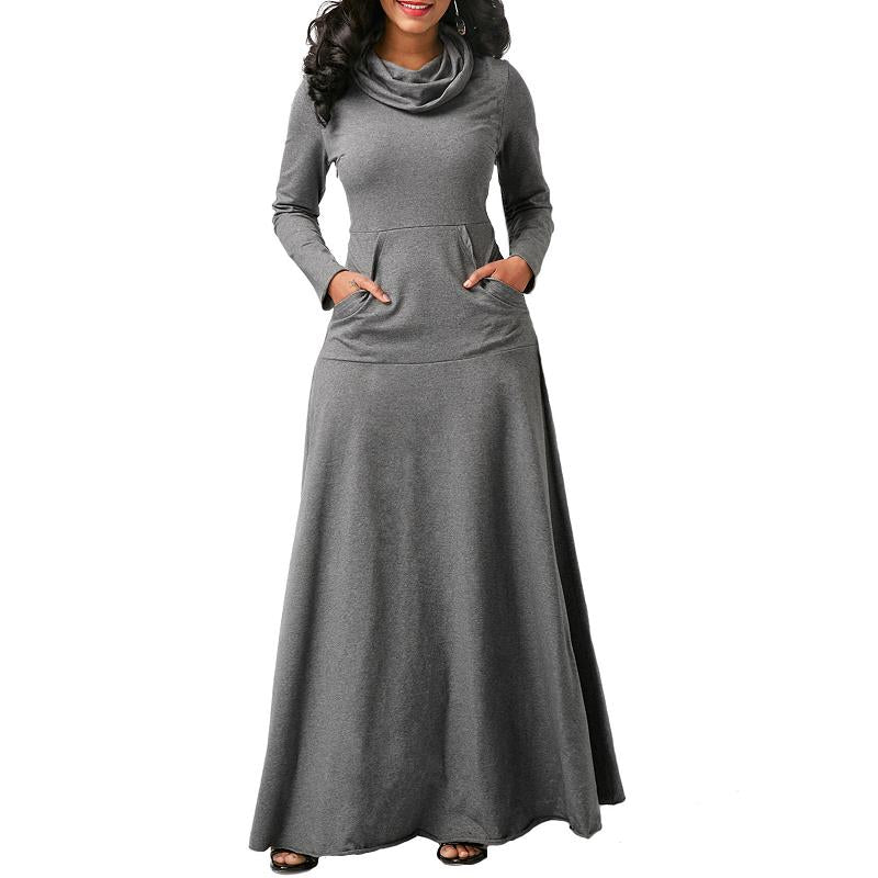 Casual Warm Me Up Maxi Dress w/ Pockets - Forever Growth 