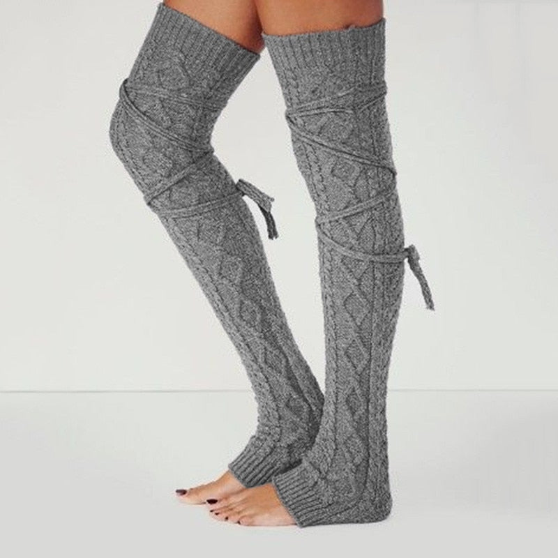 Winter Long Leg Warmers Knitting Knee High Socks - Forever Growth 