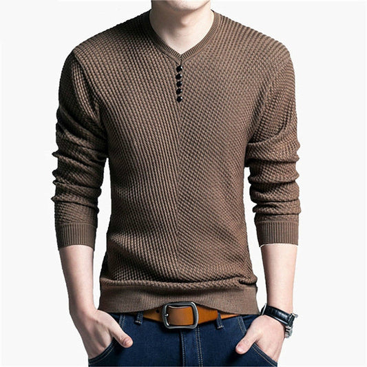 Solid As A Rock  V-Neck  Cashmere Sweater - Forever Growth 