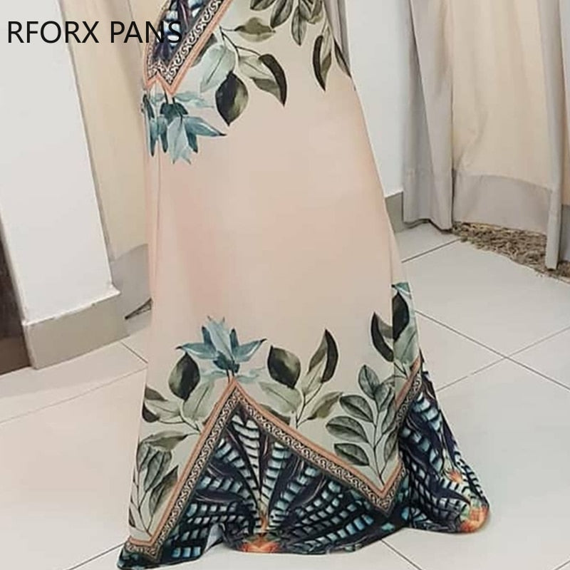 Women Halter Tripical Print Spaghetti Strap Maxi Dress Summer Dress Elegant Dress - Forever Growth 