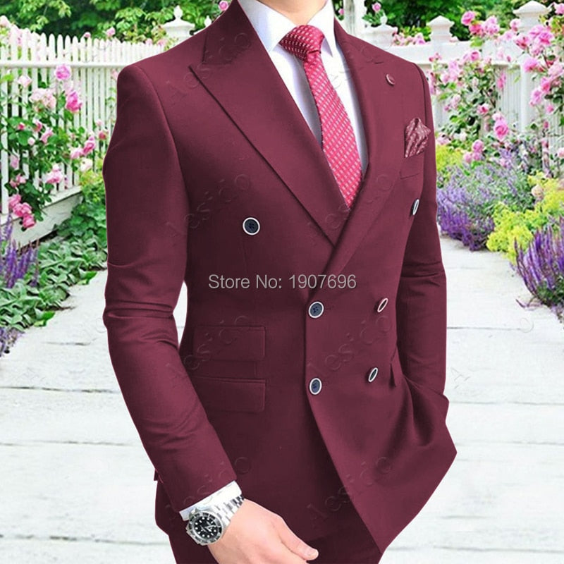 Double Breasted Slim Fit Suits - Forever Growth 