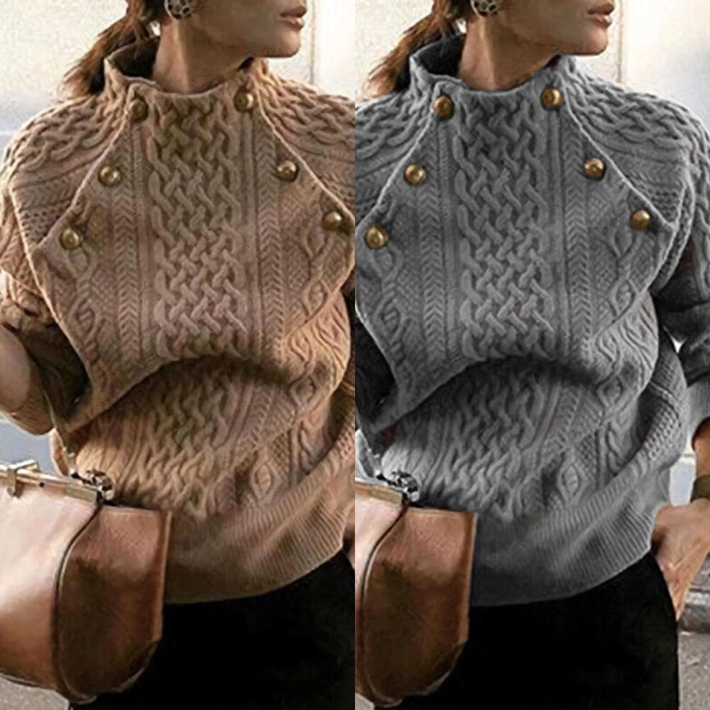 Long-Sleeved Round Neck Pullover Sweater - Forever Growth 