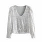 Beyonce Ready Sequined Silver Top - Forever Growth 