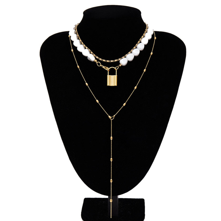 Punk Multi Layered Pearl Choker Necklace - Forever Growth 
