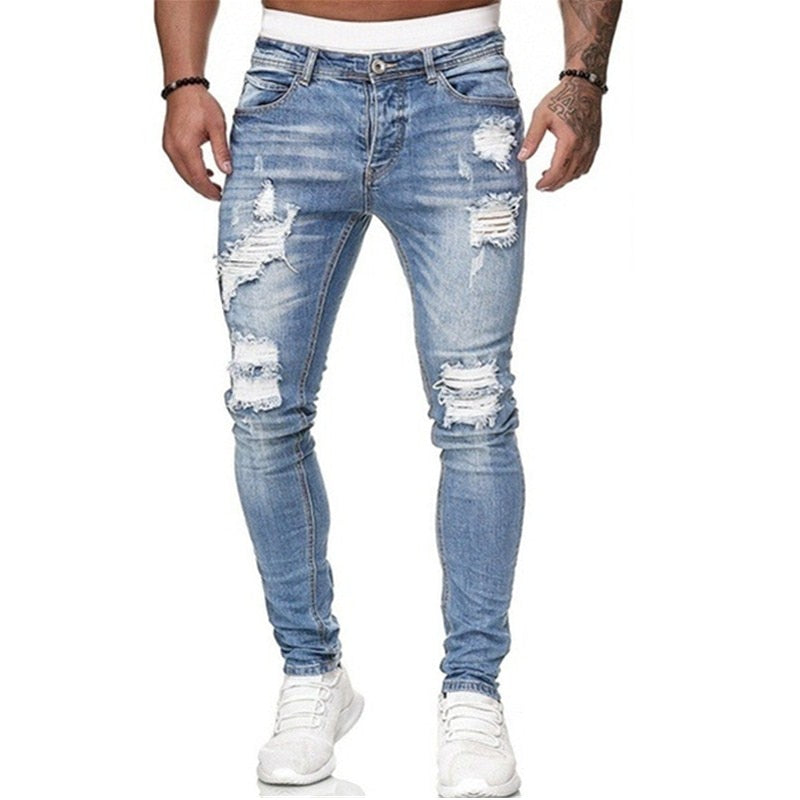 High Quality Slim Fit Denim Ripped Skinny Jeans - Forever Growth 