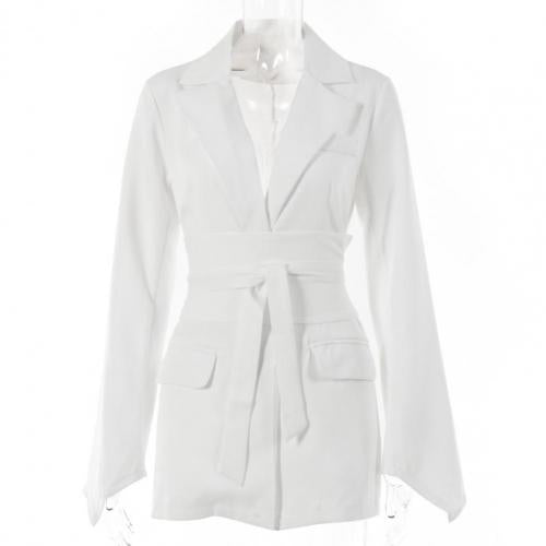 Trendy Solid Color Blazer w/ Belt - Forever Growth 