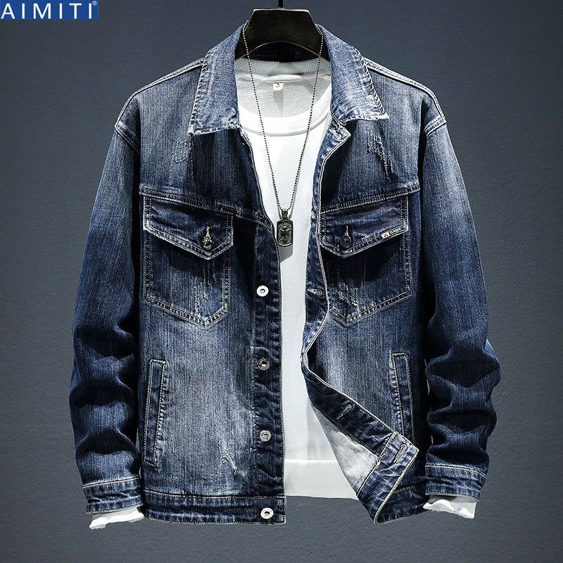 Retro Washed High-Stretch Denim Jacket - Forever Growth 