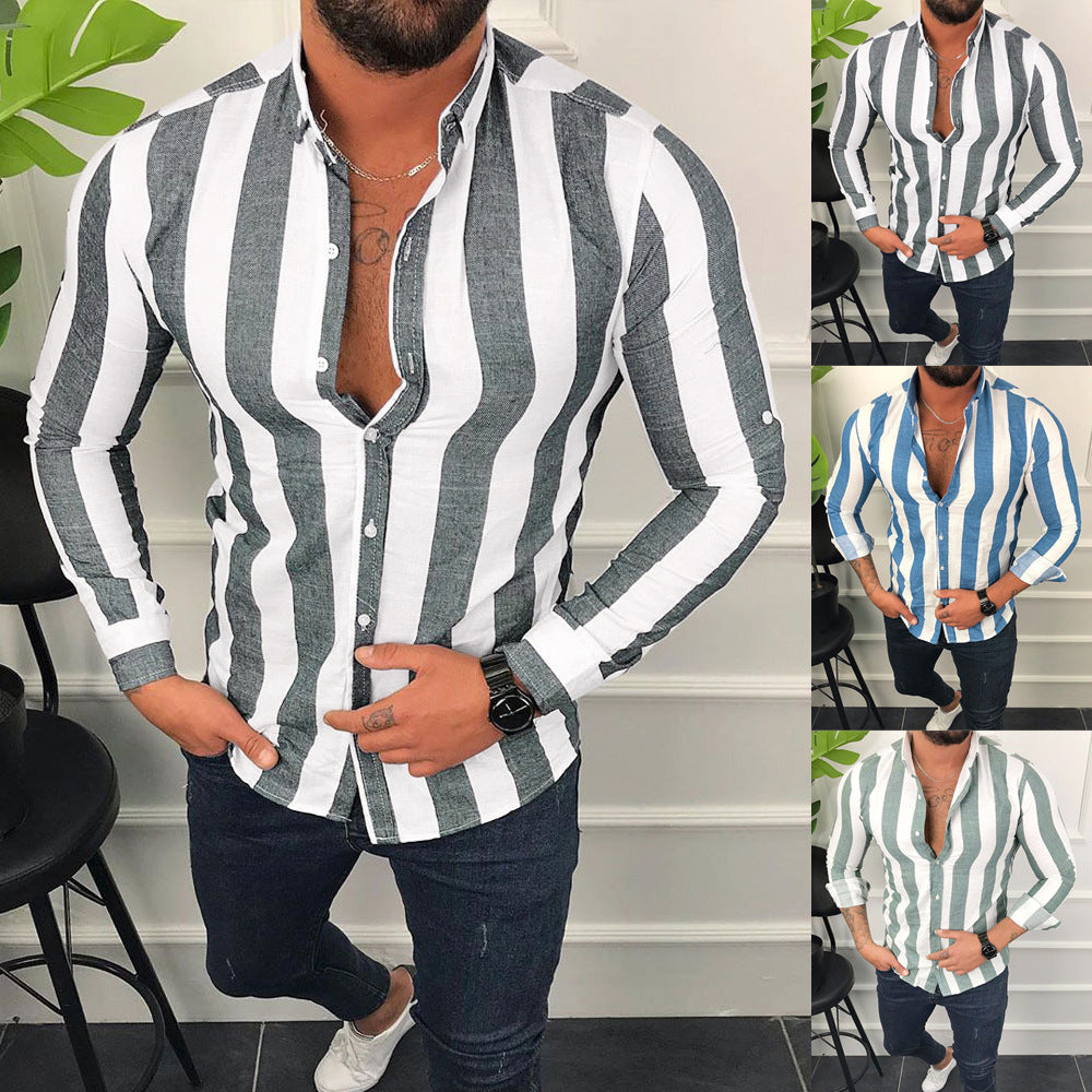 Long-Sleeved Casual Striped Shirt - Forever Growth 