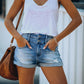 Curly Stretch Ripped Denim Shorts - Forever Growth 