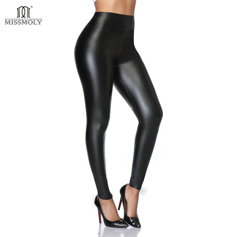 High Waist Faux Leather Thick PU Leggings - Forever Growth 